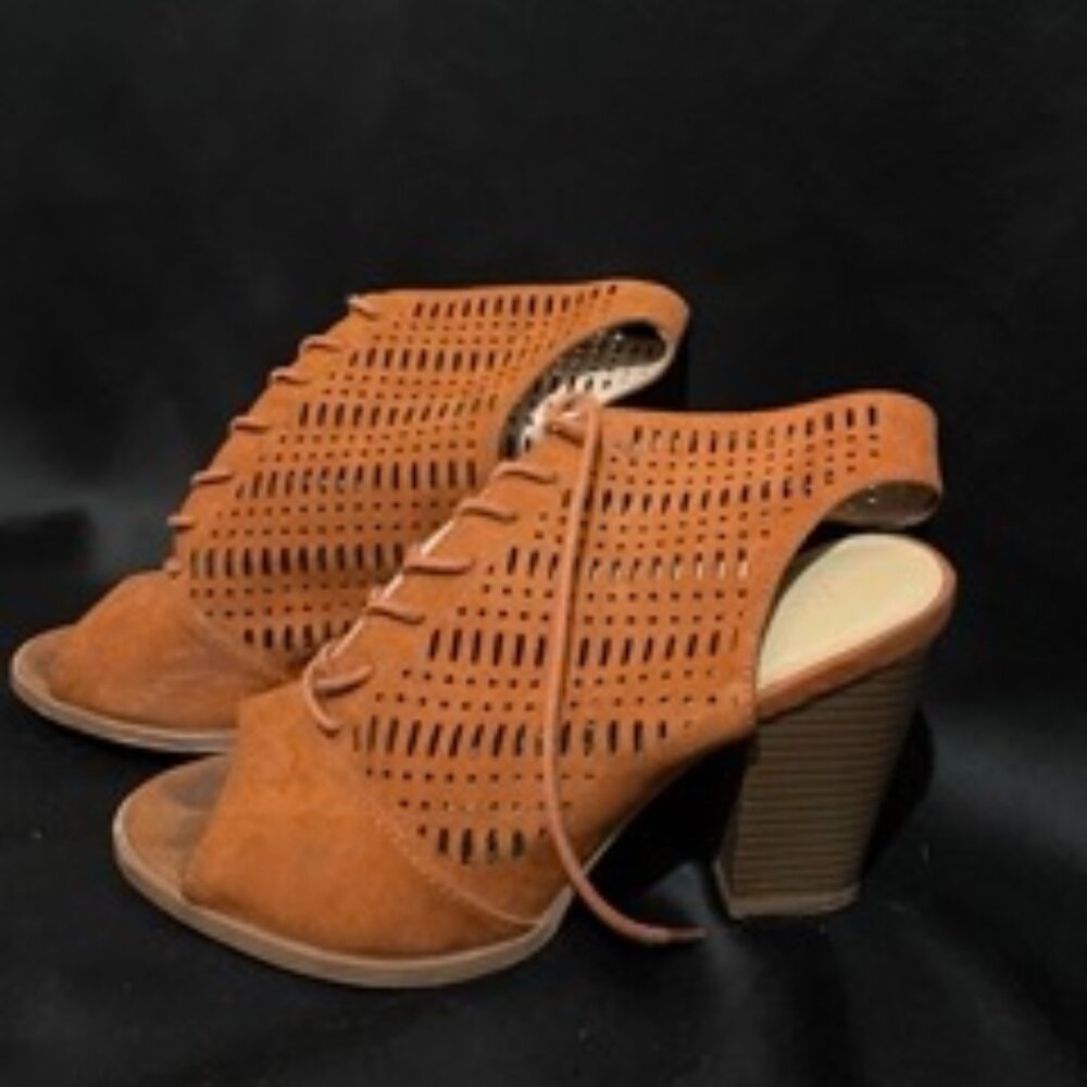 Rust Lace-up Chunk Heels